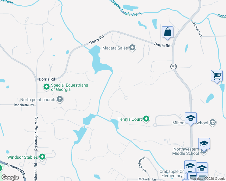 map of restaurants, bars, coffee shops, grocery stores, and more near 880 Owens Lake Road in Alpharetta