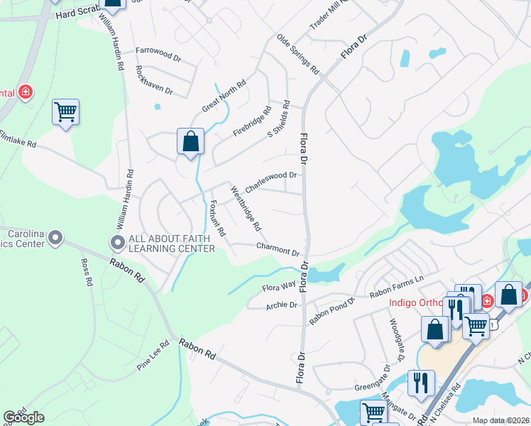 map of restaurants, bars, coffee shops, grocery stores, and more near 116B Winterberry Lane in Columbia