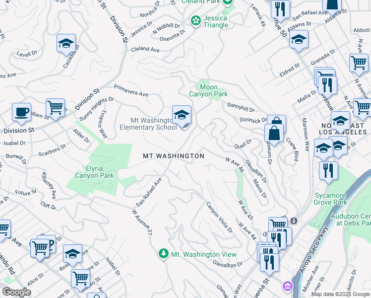 map of restaurants, bars, coffee shops, grocery stores, and more near 4000 Marchena Drive in Los Angeles