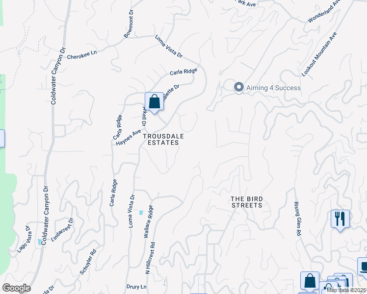 map of restaurants, bars, coffee shops, grocery stores, and more near 340 Trousdale Place in Beverly Hills