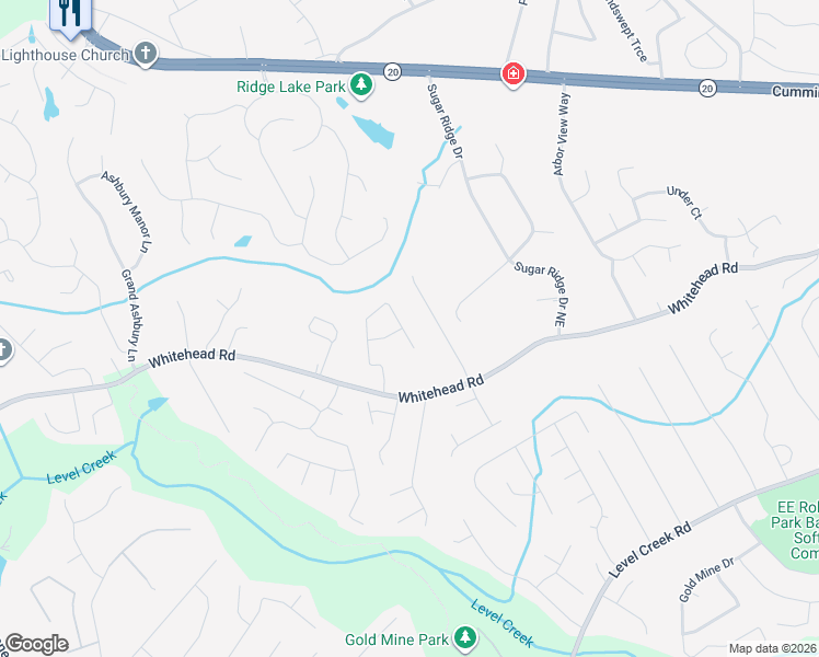 map of restaurants, bars, coffee shops, grocery stores, and more near 5518 Silver Springs Drive in Sugar Hill