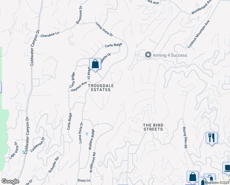 map of restaurants, bars, coffee shops, grocery stores, and more near 340 Trousdale Place in Beverly Hills