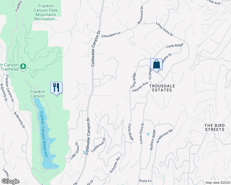 map of restaurants, bars, coffee shops, grocery stores, and more near 9507 Heather Road in Beverly Hills