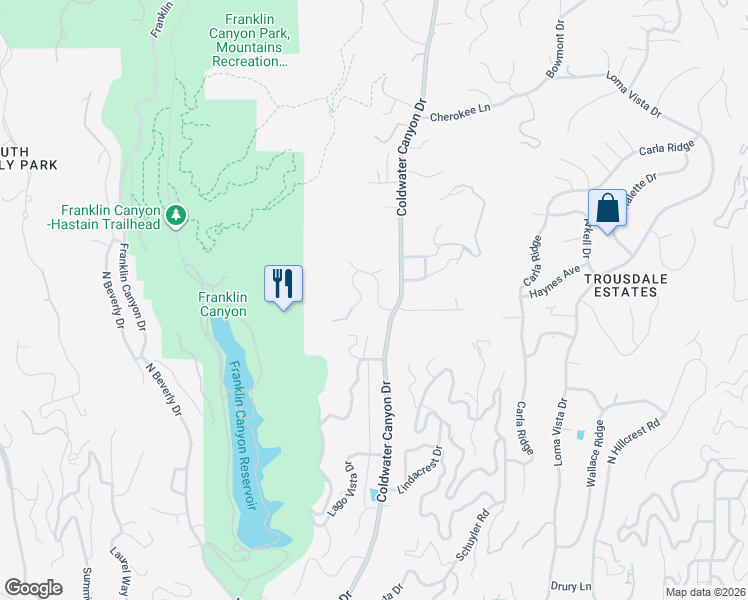 map of restaurants, bars, coffee shops, grocery stores, and more near 9680 Heather Road in Beverly Hills