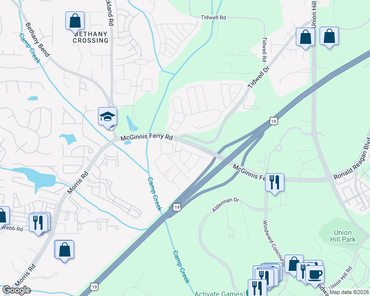 map of restaurants, bars, coffee shops, grocery stores, and more near in Milton