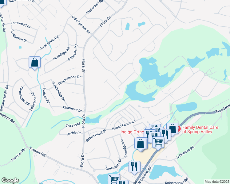 map of restaurants, bars, coffee shops, grocery stores, and more near 333 Valley Heights Lane in Columbia