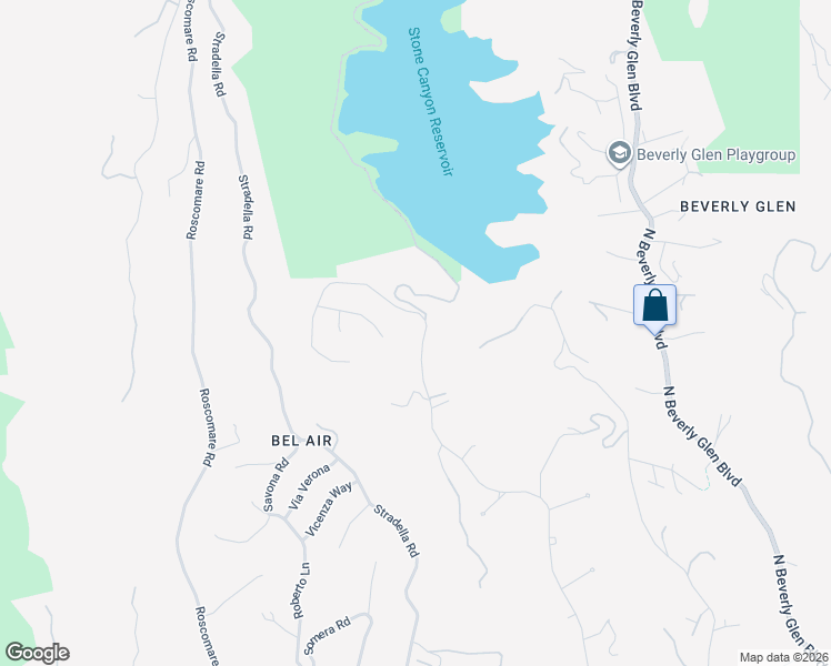 map of restaurants, bars, coffee shops, grocery stores, and more near 1601 Stone Canyon Road in Los Angeles