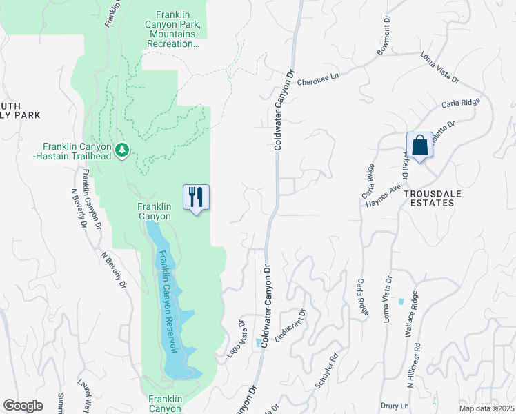 map of restaurants, bars, coffee shops, grocery stores, and more near 9614 Heather Road in Beverly Hills