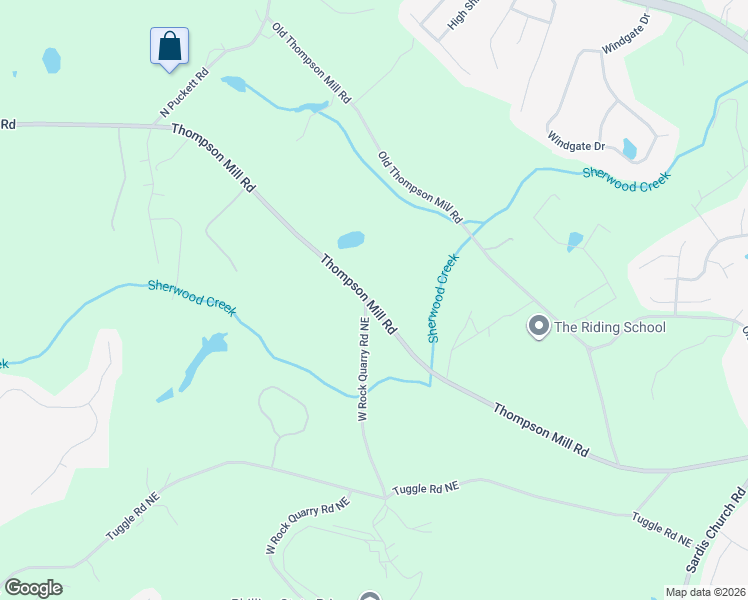 map of restaurants, bars, coffee shops, grocery stores, and more near 3210 Thompson Mill Road in Buford