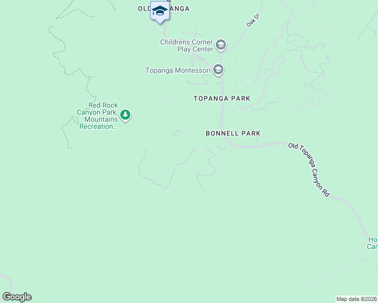 map of restaurants, bars, coffee shops, grocery stores, and more near 23238 Red Rock Road in Topanga