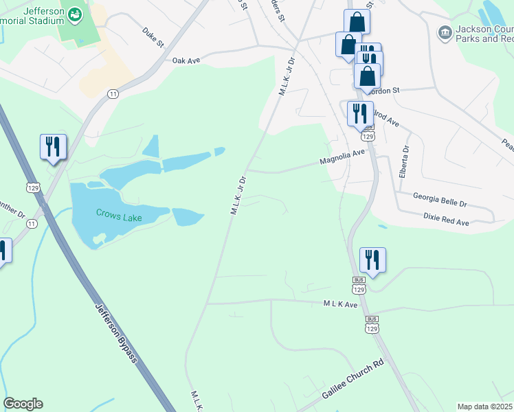map of restaurants, bars, coffee shops, grocery stores, and more near 76 Hillside Drive in Jefferson