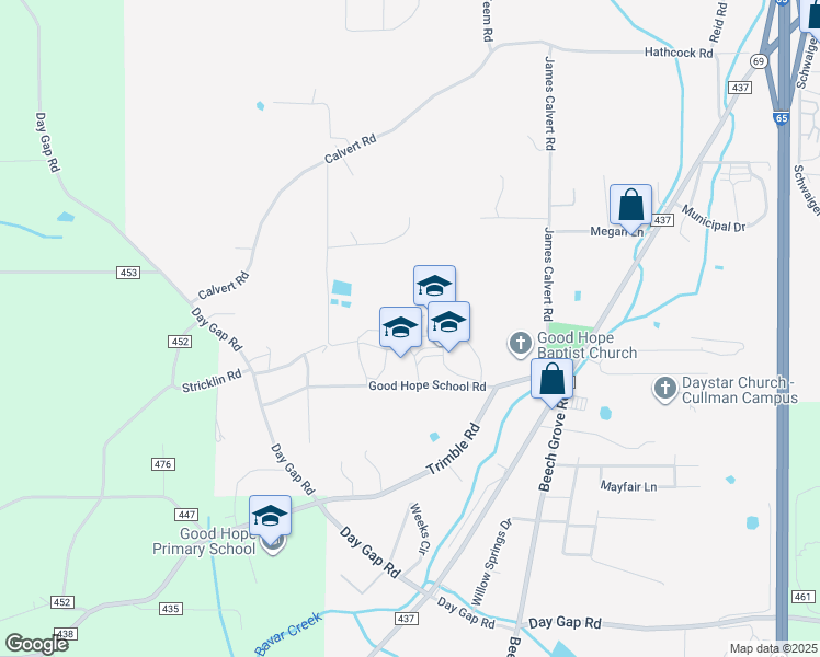 map of restaurants, bars, coffee shops, grocery stores, and more near 210 Good Hope School Road in Good Hope