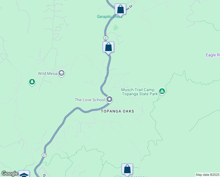 map of restaurants, bars, coffee shops, grocery stores, and more near 20929 Hillside Drive in Topanga