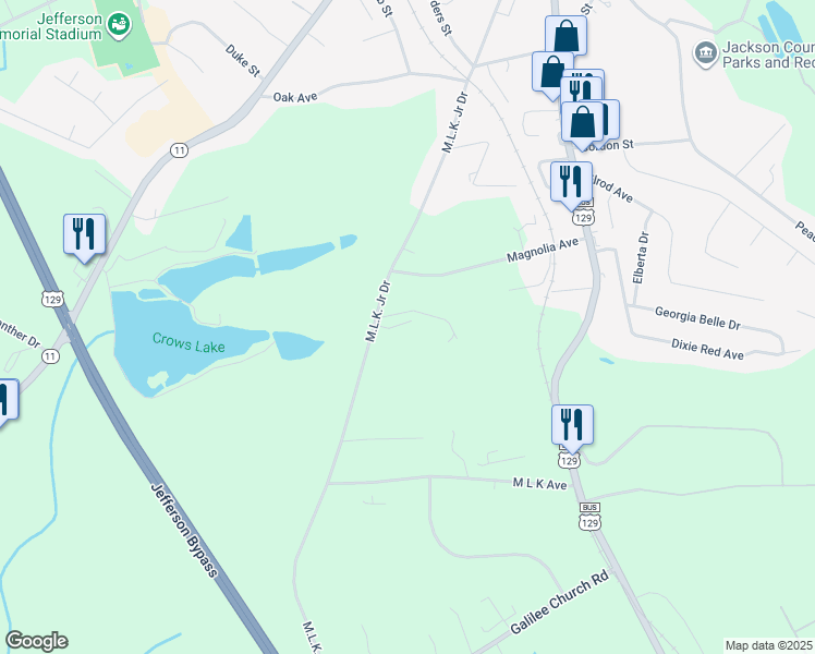 map of restaurants, bars, coffee shops, grocery stores, and more near 76 Hillside Drive in Jefferson