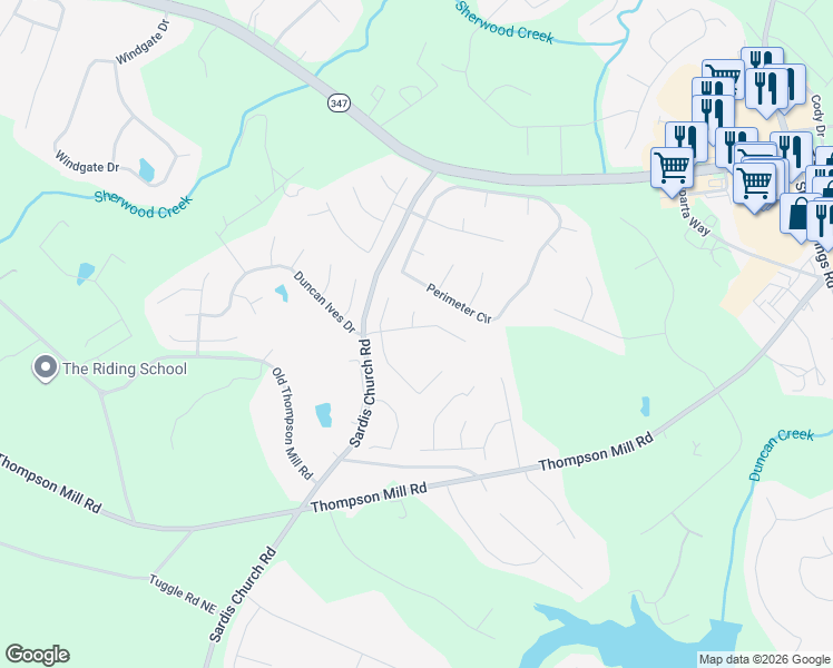 map of restaurants, bars, coffee shops, grocery stores, and more near 4279 Duncan Ives Drive in Buford