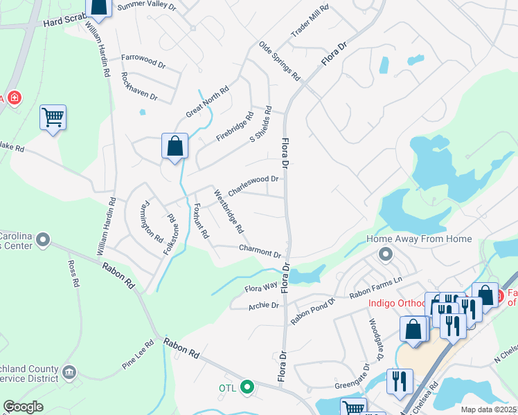 map of restaurants, bars, coffee shops, grocery stores, and more near 116B Winterberry Lane in Columbia