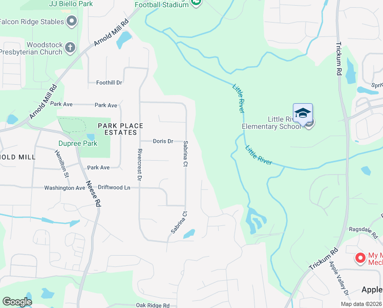 map of restaurants, bars, coffee shops, grocery stores, and more near 247 Sabrina Court in Woodstock