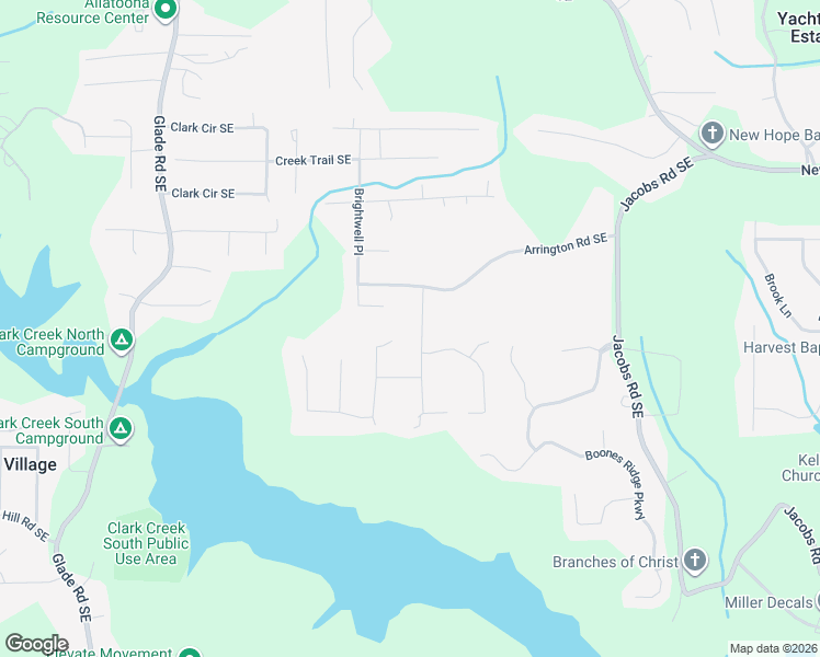 map of restaurants, bars, coffee shops, grocery stores, and more near 6231 Emerald Springs Drive Southeast in Acworth