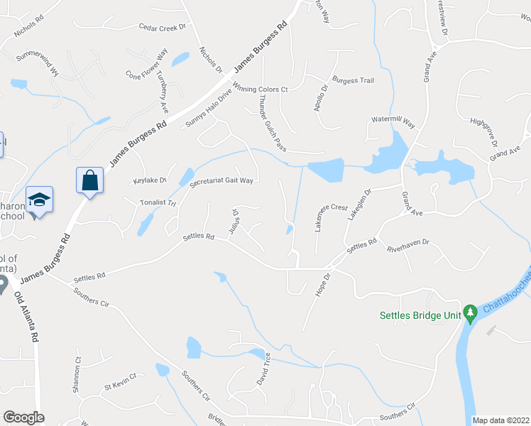 map of restaurants, bars, coffee shops, grocery stores, and more near 1120 Julius Drive in Suwanee