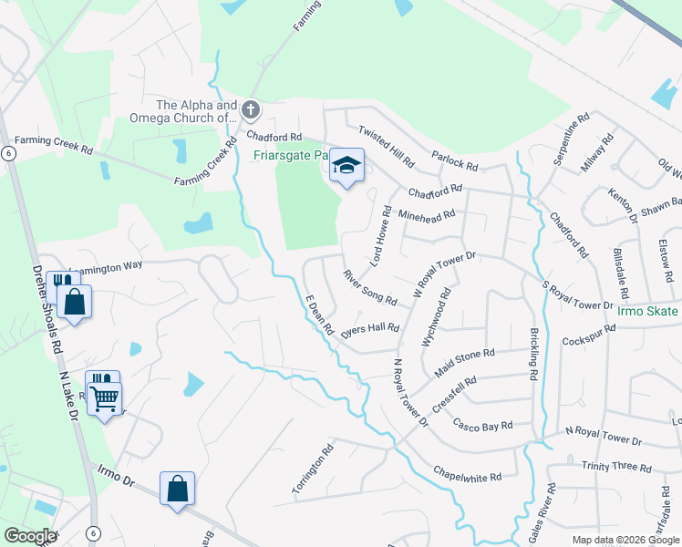map of restaurants, bars, coffee shops, grocery stores, and more near 204 River Song Road in Irmo