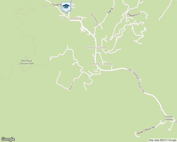 map of restaurants, bars, coffee shops, grocery stores, and more near 23165 Red Rock Road in Topanga