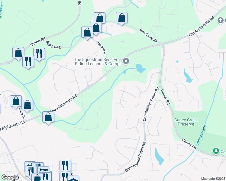 map of restaurants, bars, coffee shops, grocery stores, and more near 2930 Monticello Drive in Cumming