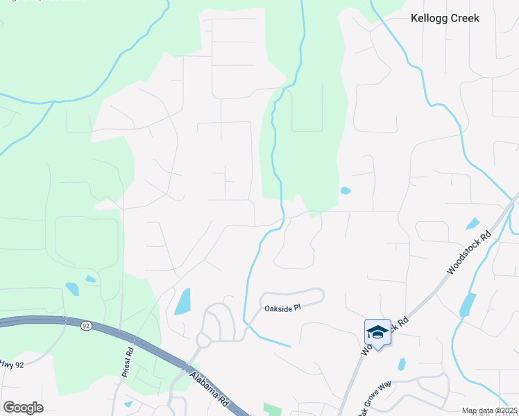 map of restaurants, bars, coffee shops, grocery stores, and more near 2302 Westland Mill in Acworth
