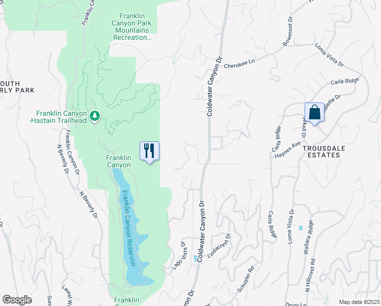 map of restaurants, bars, coffee shops, grocery stores, and more near 9680 Heather Road in Beverly Hills