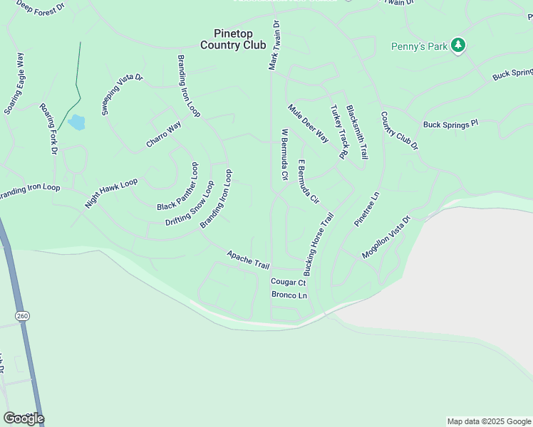 map of restaurants, bars, coffee shops, grocery stores, and more near 3990 Mark Twain Drive in Pinetop-Lakeside