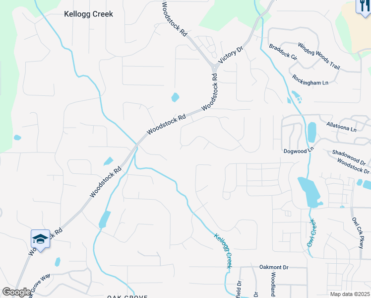 map of restaurants, bars, coffee shops, grocery stores, and more near 1022 Queensbury Run in Acworth