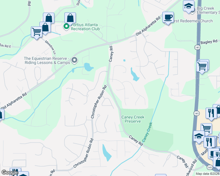 map of restaurants, bars, coffee shops, grocery stores, and more near 2875 Tattersall Court in Cumming