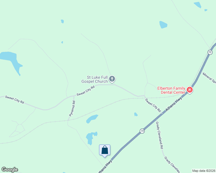 map of restaurants, bars, coffee shops, grocery stores, and more near 1617 Sweet City Road in Elberton