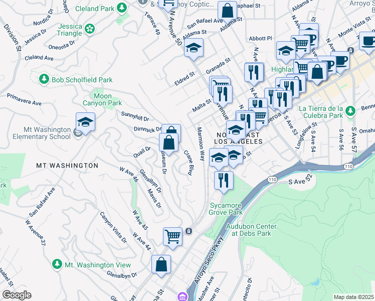 map of restaurants, bars, coffee shops, grocery stores, and more near 211 Furness Avenue in Los Angeles