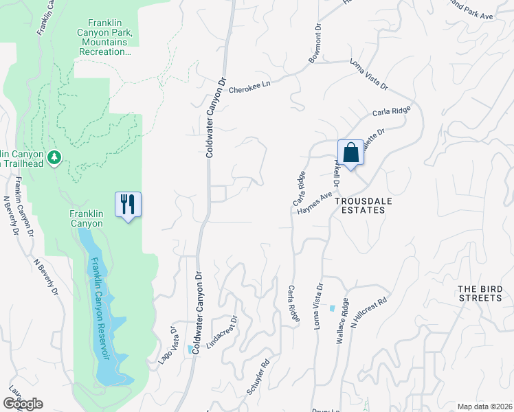 map of restaurants, bars, coffee shops, grocery stores, and more near 9507 Heather Road in Beverly Hills