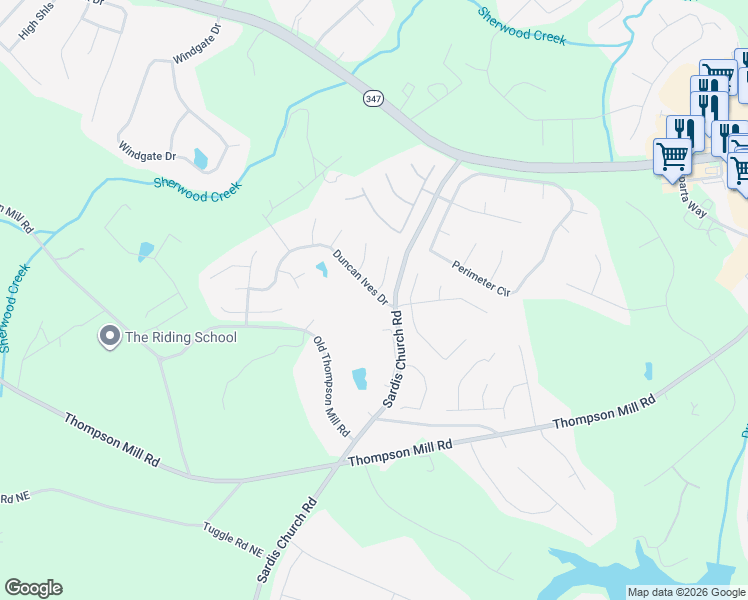map of restaurants, bars, coffee shops, grocery stores, and more near 4179 Duncan Ives Drive in Buford