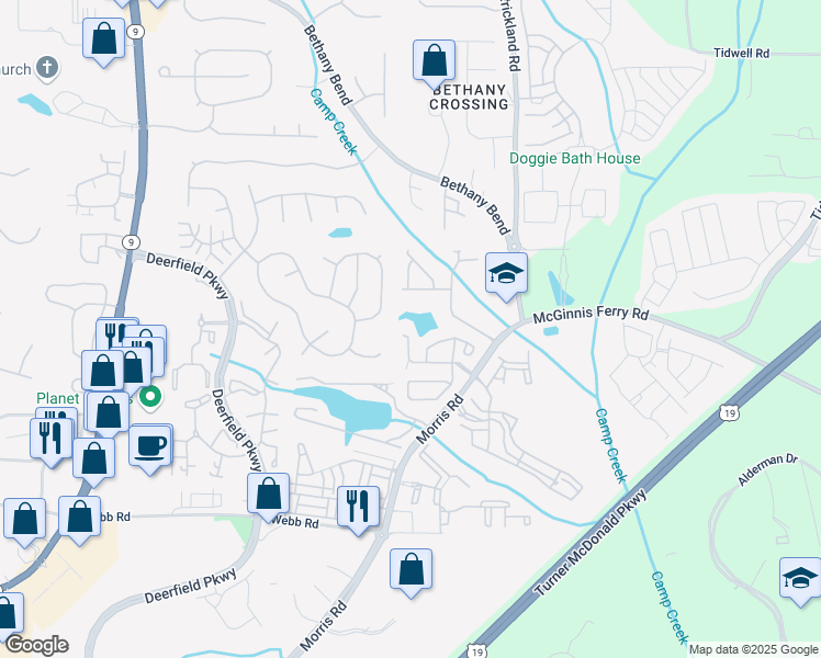 map of restaurants, bars, coffee shops, grocery stores, and more near Unnamed Road in Milton