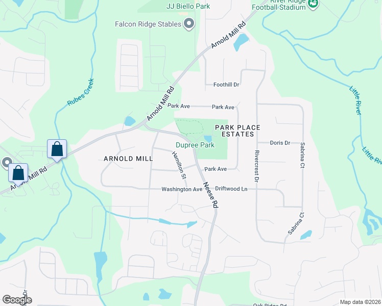map of restaurants, bars, coffee shops, grocery stores, and more near 520 Neese Road in Woodstock