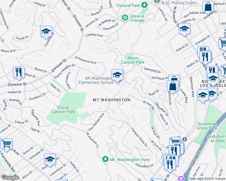 map of restaurants, bars, coffee shops, grocery stores, and more near 4000 Marchena Drive in Los Angeles