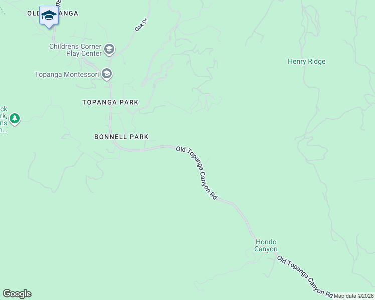 map of restaurants, bars, coffee shops, grocery stores, and more near Old Topanga Canyon Road in Los Angeles County