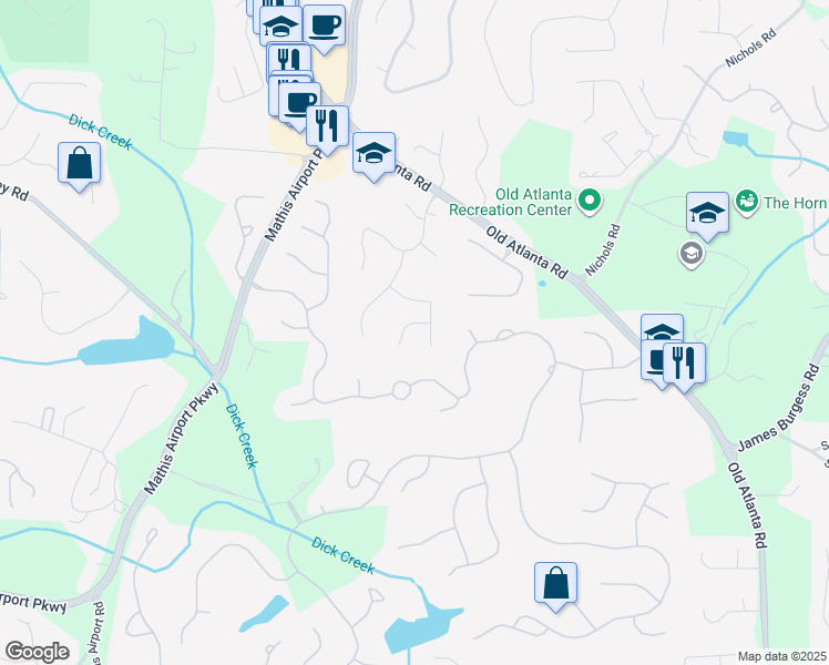 map of restaurants, bars, coffee shops, grocery stores, and more near 3525 Chartwell Trail in Suwanee
