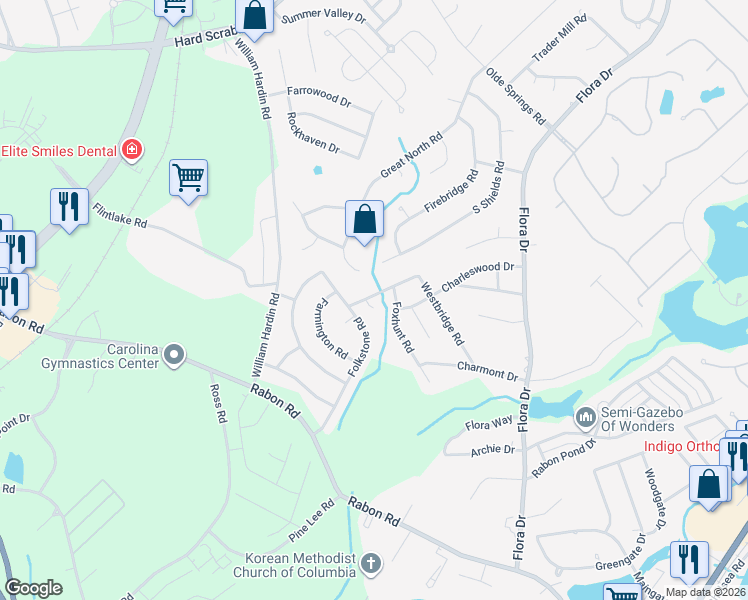 map of restaurants, bars, coffee shops, grocery stores, and more near 429 Westbridge Road in Columbia