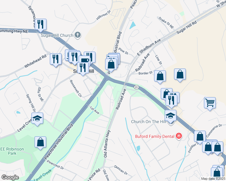 map of restaurants, bars, coffee shops, grocery stores, and more near 4104 2nd Avenue in Sugar Hill