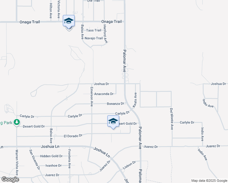 map of restaurants, bars, coffee shops, grocery stores, and more near 58328 Anaconda Drive in Yucca Valley