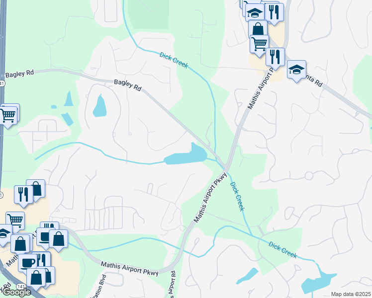 map of restaurants, bars, coffee shops, grocery stores, and more near 2675 Portabella Lane in Cumming