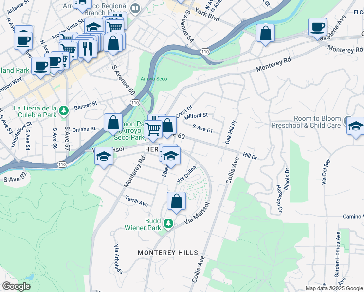 map of restaurants, bars, coffee shops, grocery stores, and more near in Los Angeles