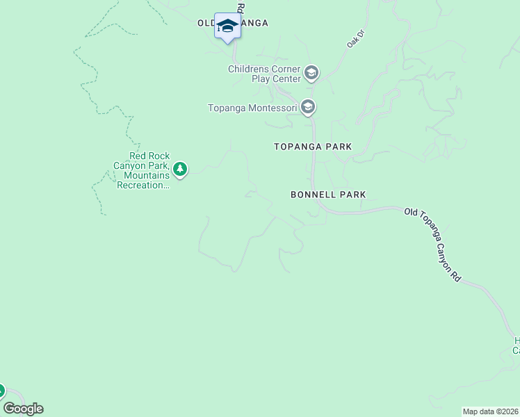 map of restaurants, bars, coffee shops, grocery stores, and more near 23238 Red Rock Road in Topanga