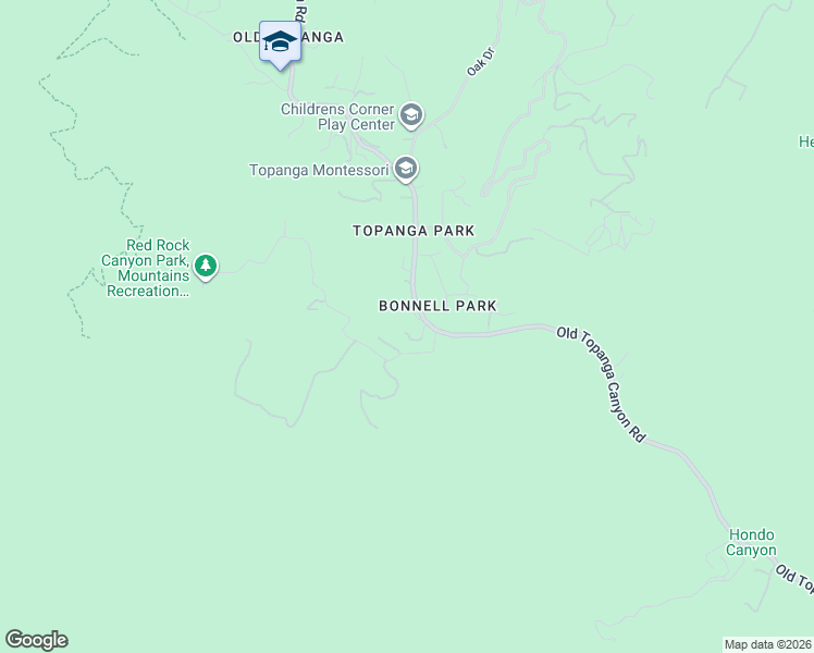 map of restaurants, bars, coffee shops, grocery stores, and more near 1281 Old Topanga Canyon Road in Topanga