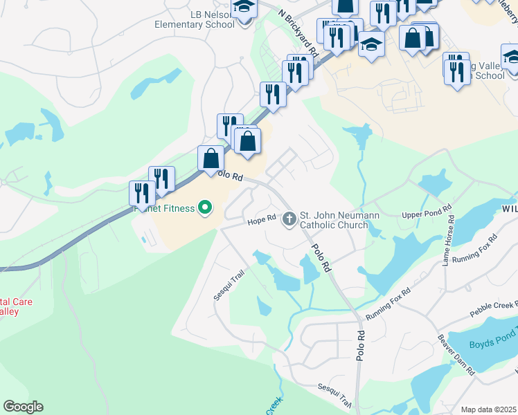 map of restaurants, bars, coffee shops, grocery stores, and more near 17 Heather Laurel Court in Columbia