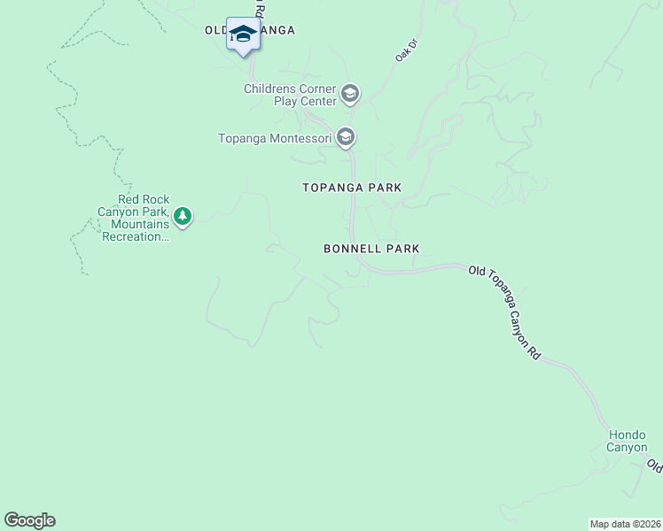 map of restaurants, bars, coffee shops, grocery stores, and more near 1281 Old Topanga Canyon Road in Topanga