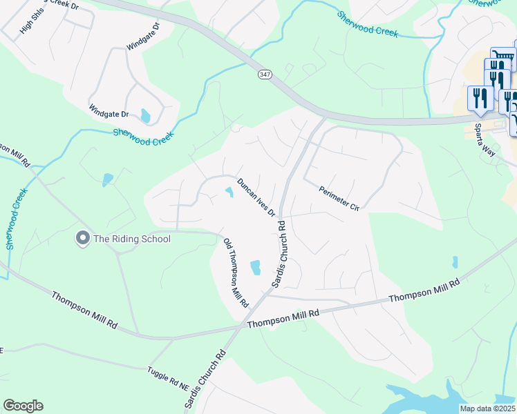 map of restaurants, bars, coffee shops, grocery stores, and more near 4169 Duncan Ives Drive in Buford